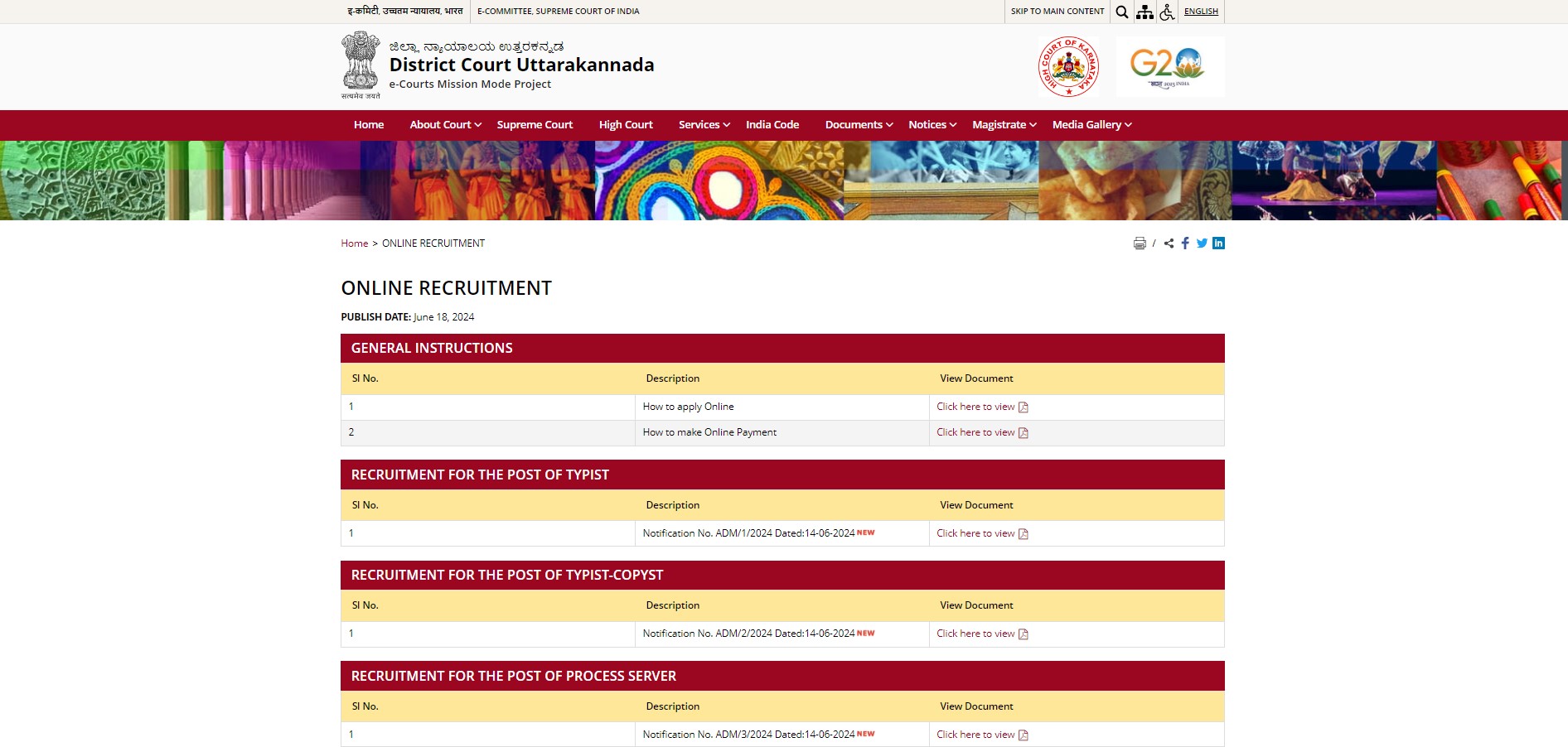 UTTARA KANNADA DISTRICT COURT RECRUITMENT 2024